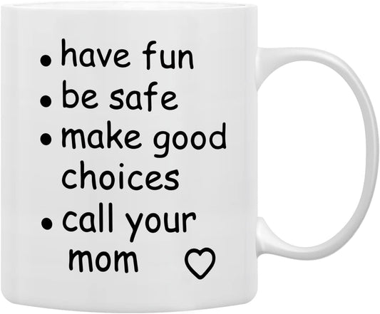 QASHWEY Funny Call Your Mom Coffee Mug, Graduation Gifts, Call Your Mom Coffee Cups Ceramic 11oz, College Gifts Tea Cup Mug Cup, Gift For College Freshmen