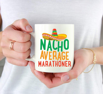 Andaz Press Funny Quirky 11oz. Ceramic Coffee Tea Mug Gag Gift, Nacho Average Marathoner, 1-Pack