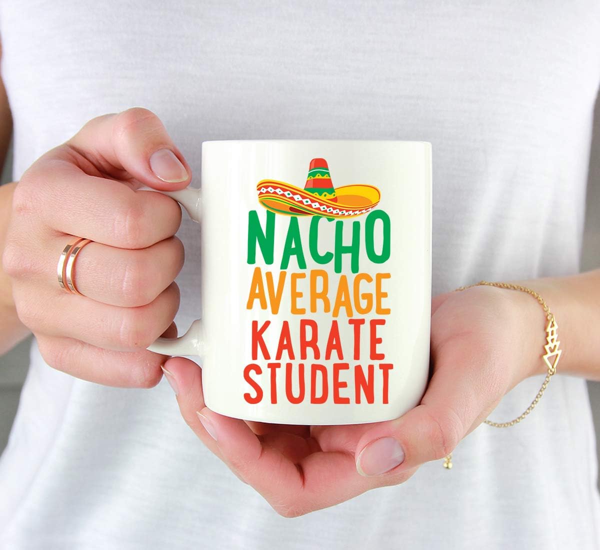 Andaz Press Funny Quirky 11oz. Ceramic Coffee Tea Mug Gag Gift, Nacho Average Karate Student, 1-Pack