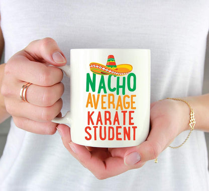 Andaz Press Funny Quirky 11oz. Ceramic Coffee Tea Mug Gag Gift, Nacho Average Karate Student, 1-Pack
