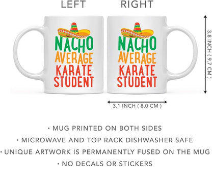 Andaz Press Funny Quirky 11oz. Ceramic Coffee Tea Mug Gag Gift, Nacho Average Karate Student, 1-Pack
