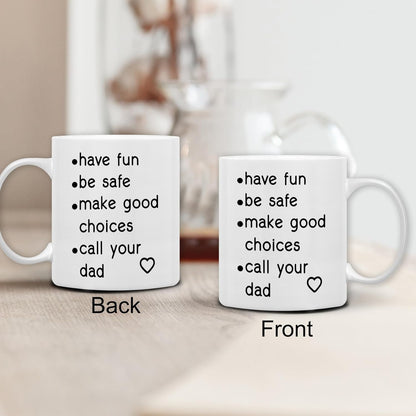 QASHWEY Funny Call Your Dad Coffee Mug, College Freshmen Students Graduation Gift, Call Your Dad Coffee Cups Ceramic 11 Ounce, College Gift Tea Mug Cup, Gifts for College Freshmen Girls Boys