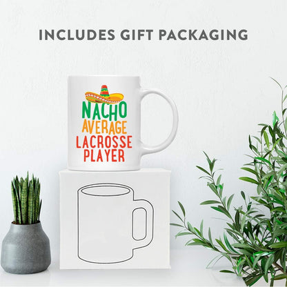 Andaz Press Funny Quirky 11oz. Ceramic Coffee Tea Mug Gag Gift, Nacho Average Lacrosse Player, 1-Pack